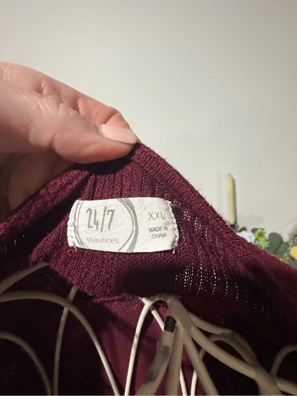 Women’s Wrap Tie Cardigan Sweater in Burgundy - Picture 5 of 7